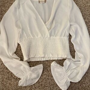 White Smocked V-neck Women's Altar’d State Top